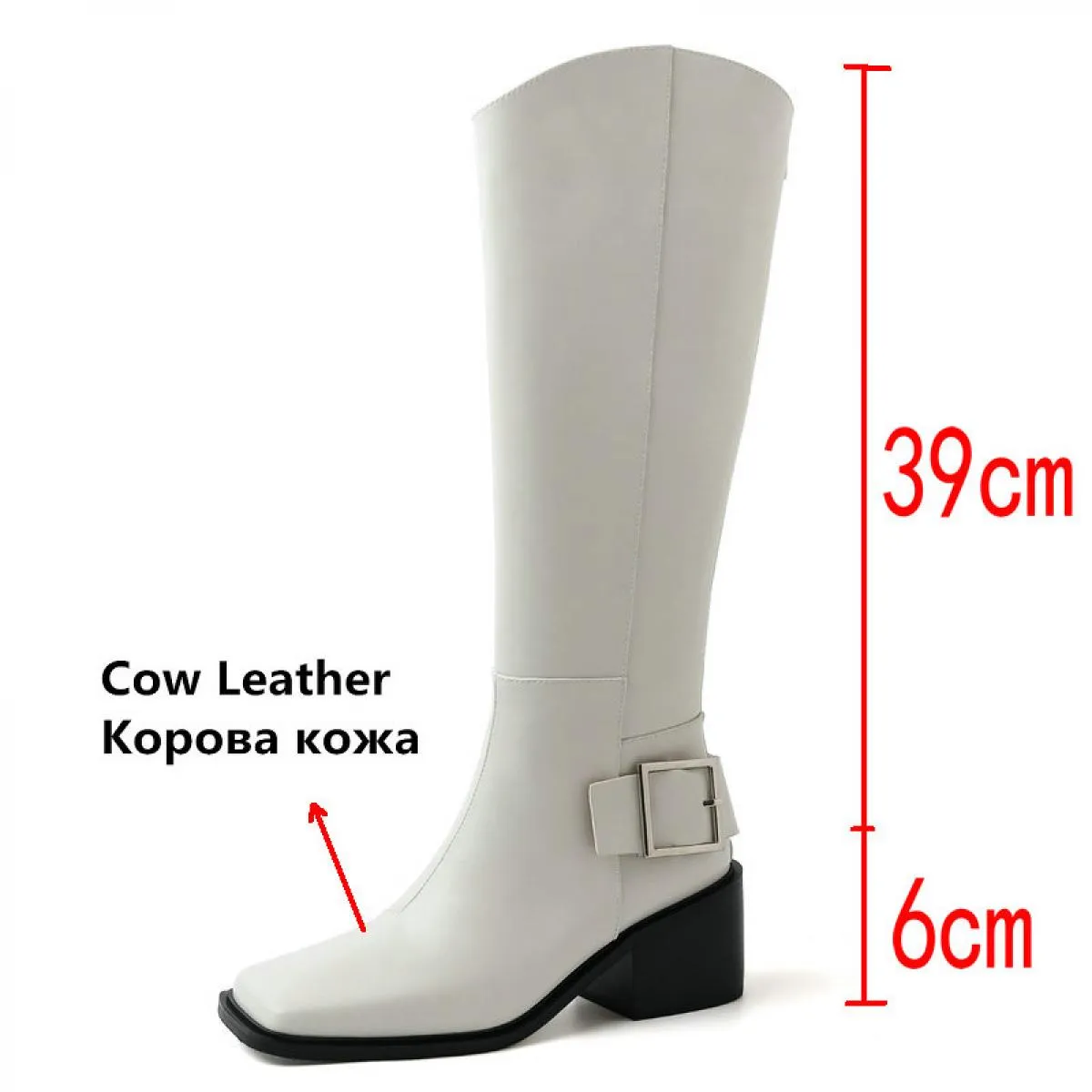 2023 stivali alti al ginocchio da donna autunno inverno moda fibbia vera pelle punta quadrata tacchi alti scarpe da festa casual