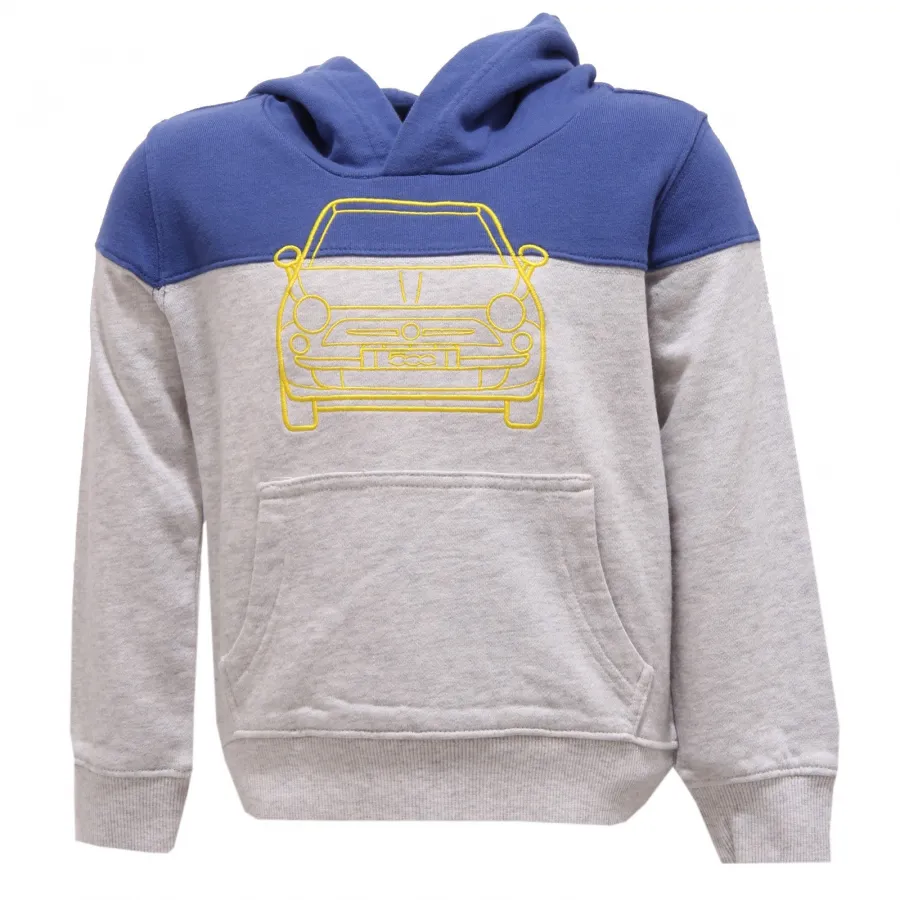 6496R felpa bimbo FIAT 500 felpe cappuccio cotone grigio/blu sweatshirt kid