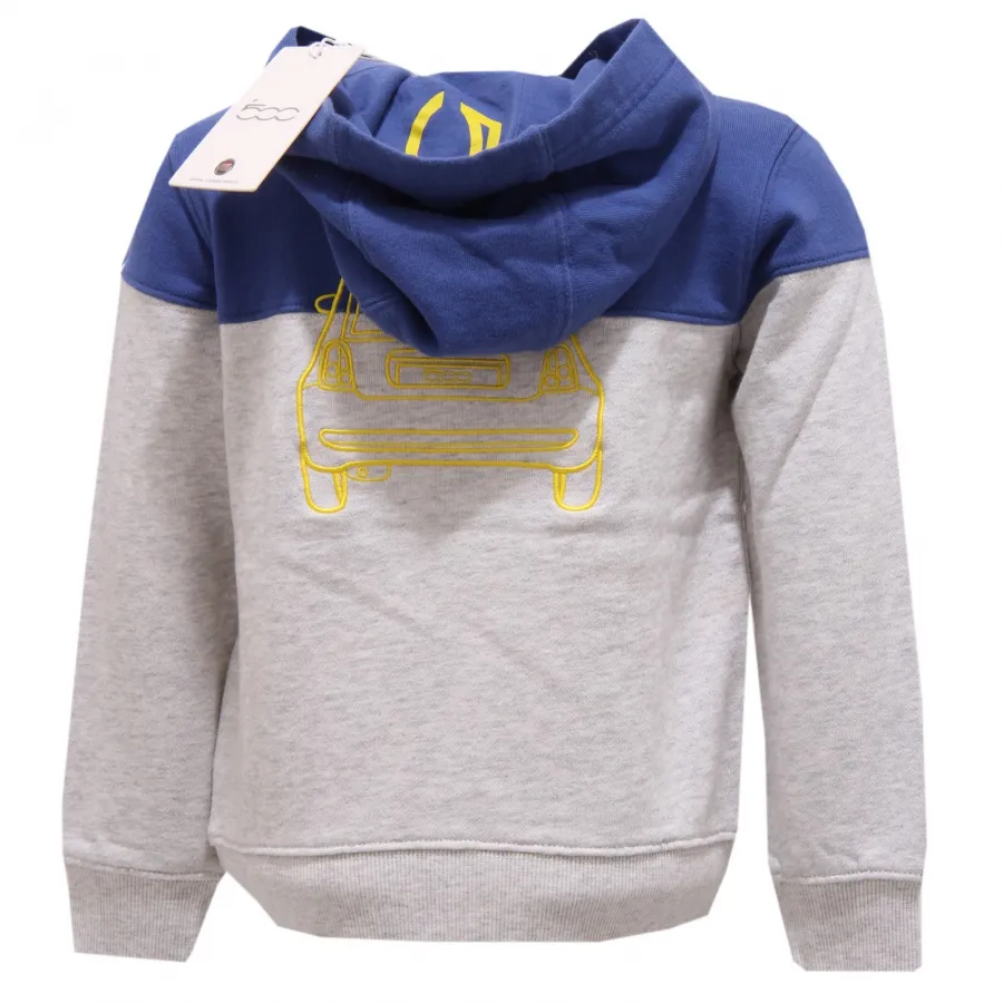 6496R felpa bimbo FIAT 500 felpe cappuccio cotone grigio/blu sweatshirt kid