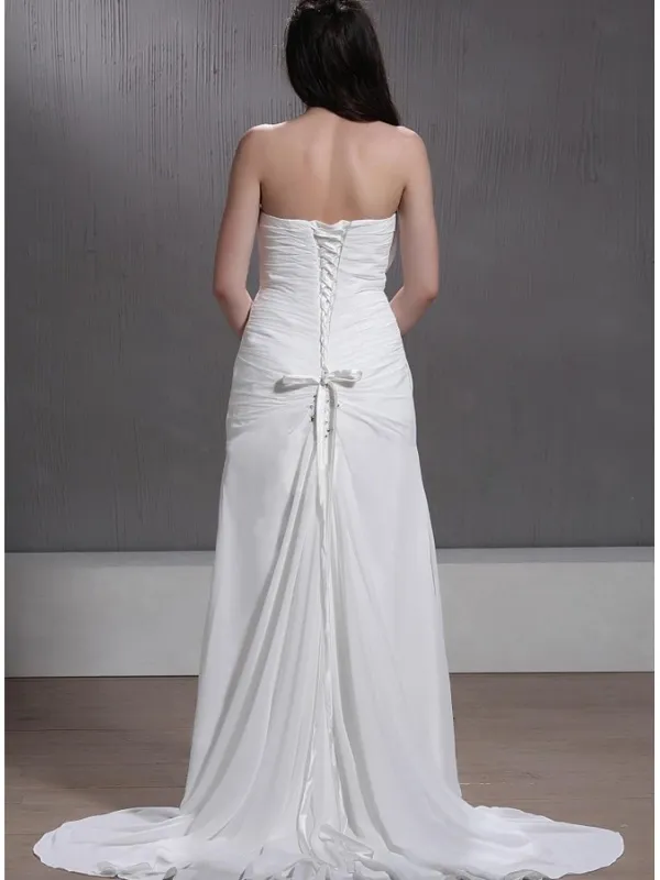 Abito da sposa a tubino in georgette semplice con drappeggi