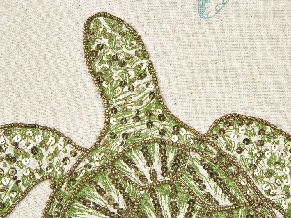 ALGAE Set of 2 Decorative Cushions Animal Pattern Beige 45 x 45 cm Linen