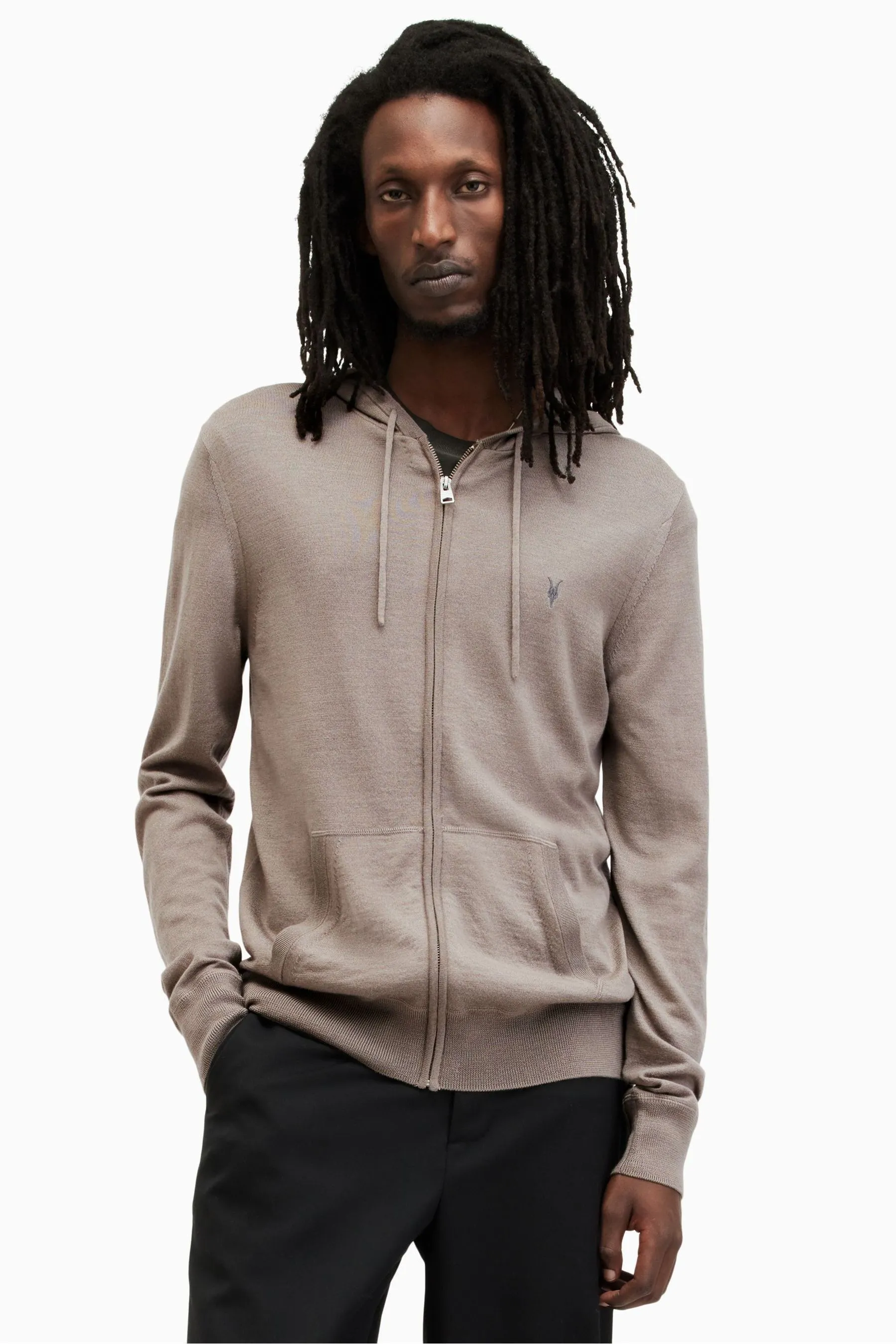 AllSaints - Mode - Felpa in lana merino con zip e cappuccio    