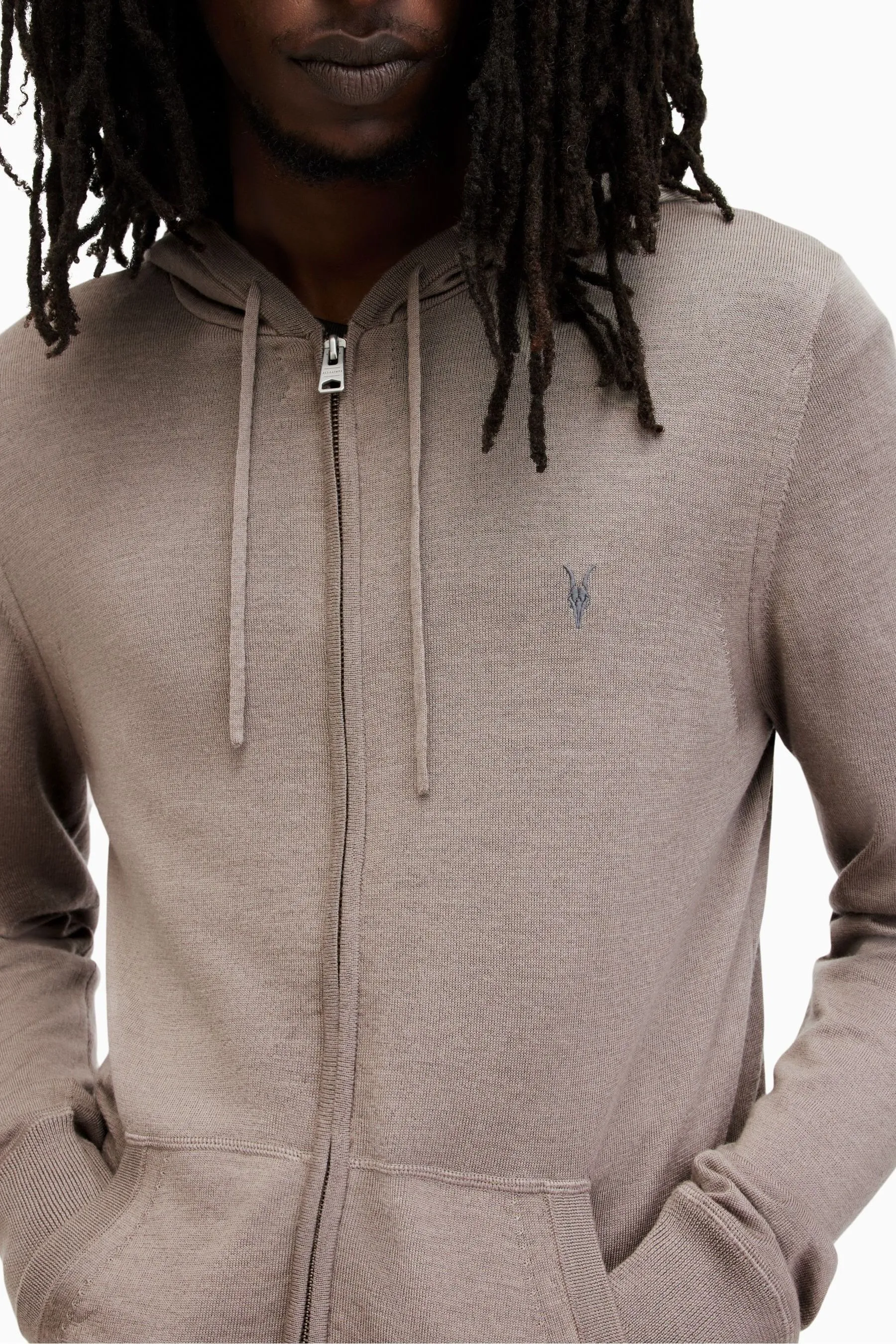 AllSaints - Mode - Felpa in lana merino con zip e cappuccio    