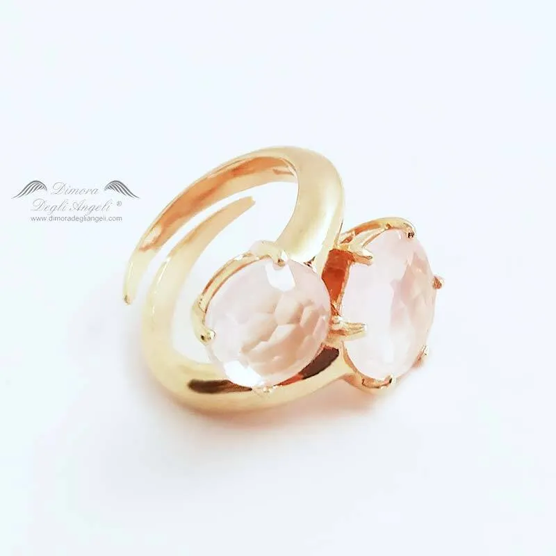Anello Quarzi Rosa in Argento 2204