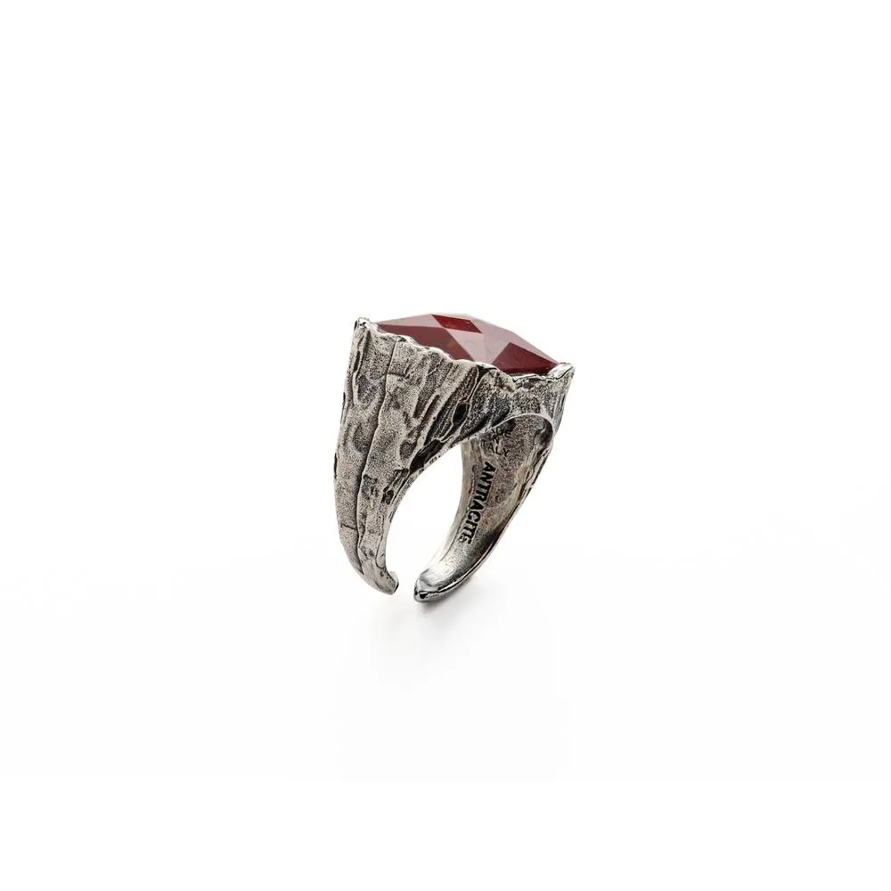 Antracite Anello Uomo con Pietra Dura RE ROSSO