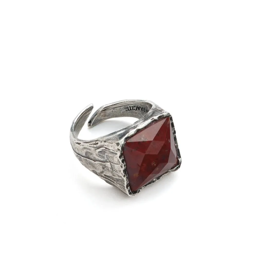 Antracite Anello Uomo con Pietra Dura RE ROSSO
