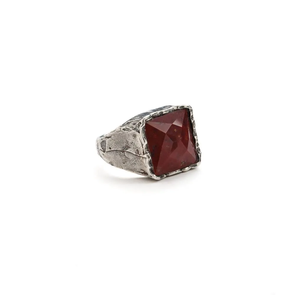 Antracite Anello Uomo con Pietra Dura RE ROSSO