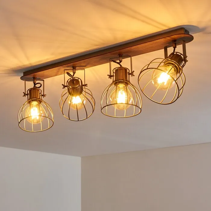 Bitterroot Plafoniera Grigio, Legno scuro, 4-Luci