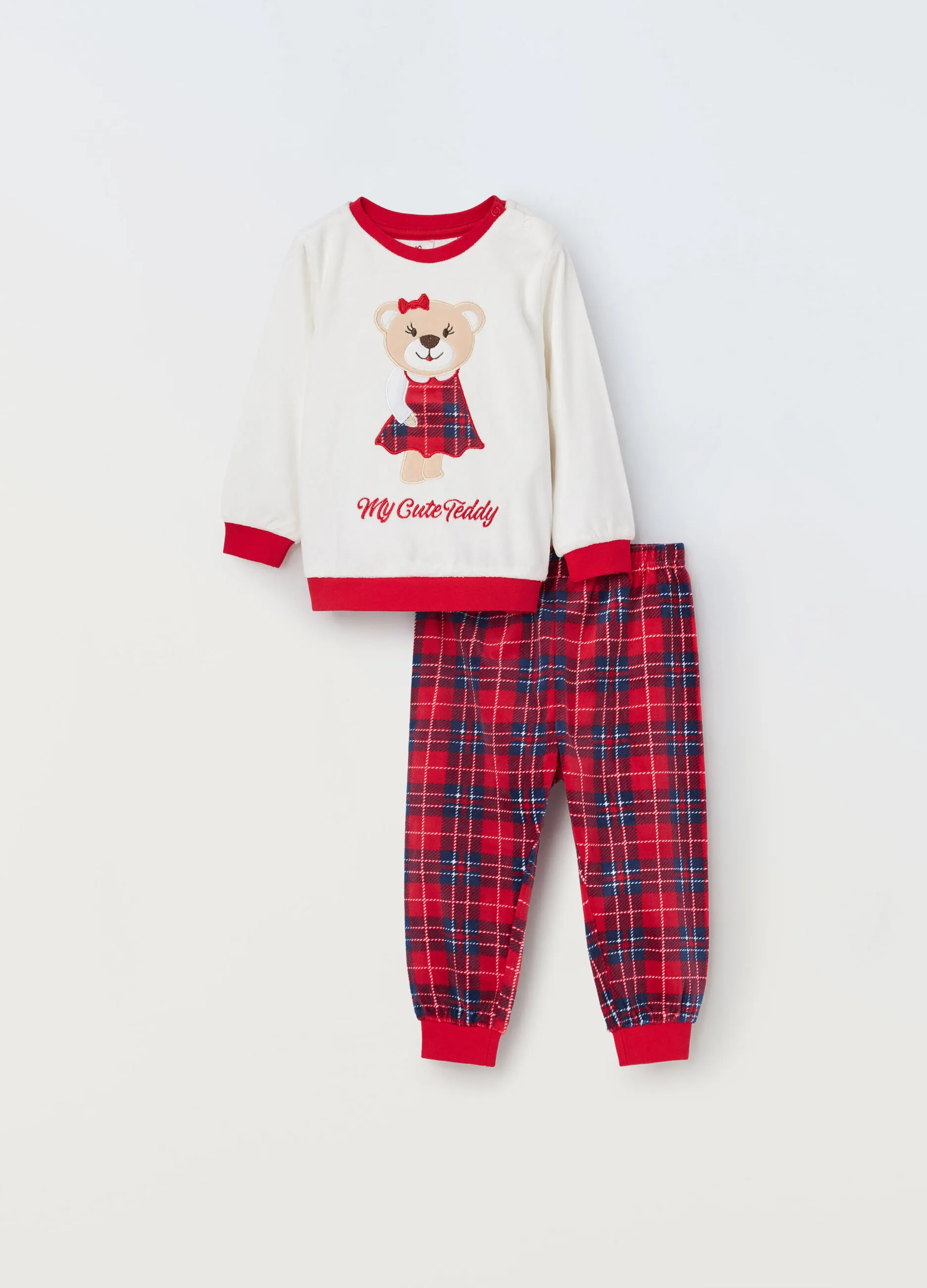 BLUKIDS  Set pigiama velour neonata