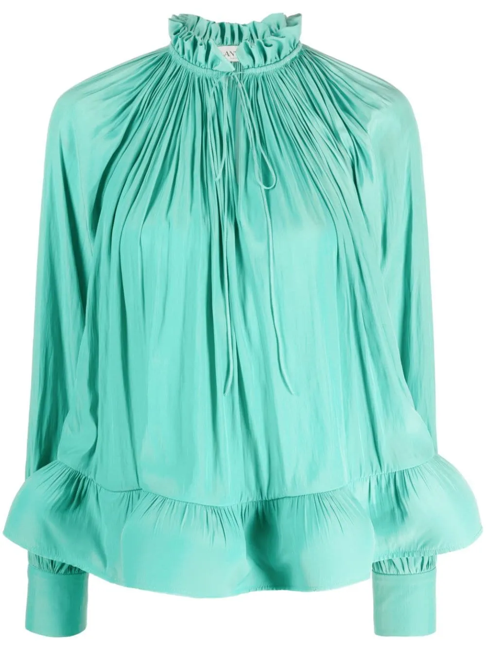 Blusa con ruches in verde smeraldo - donna