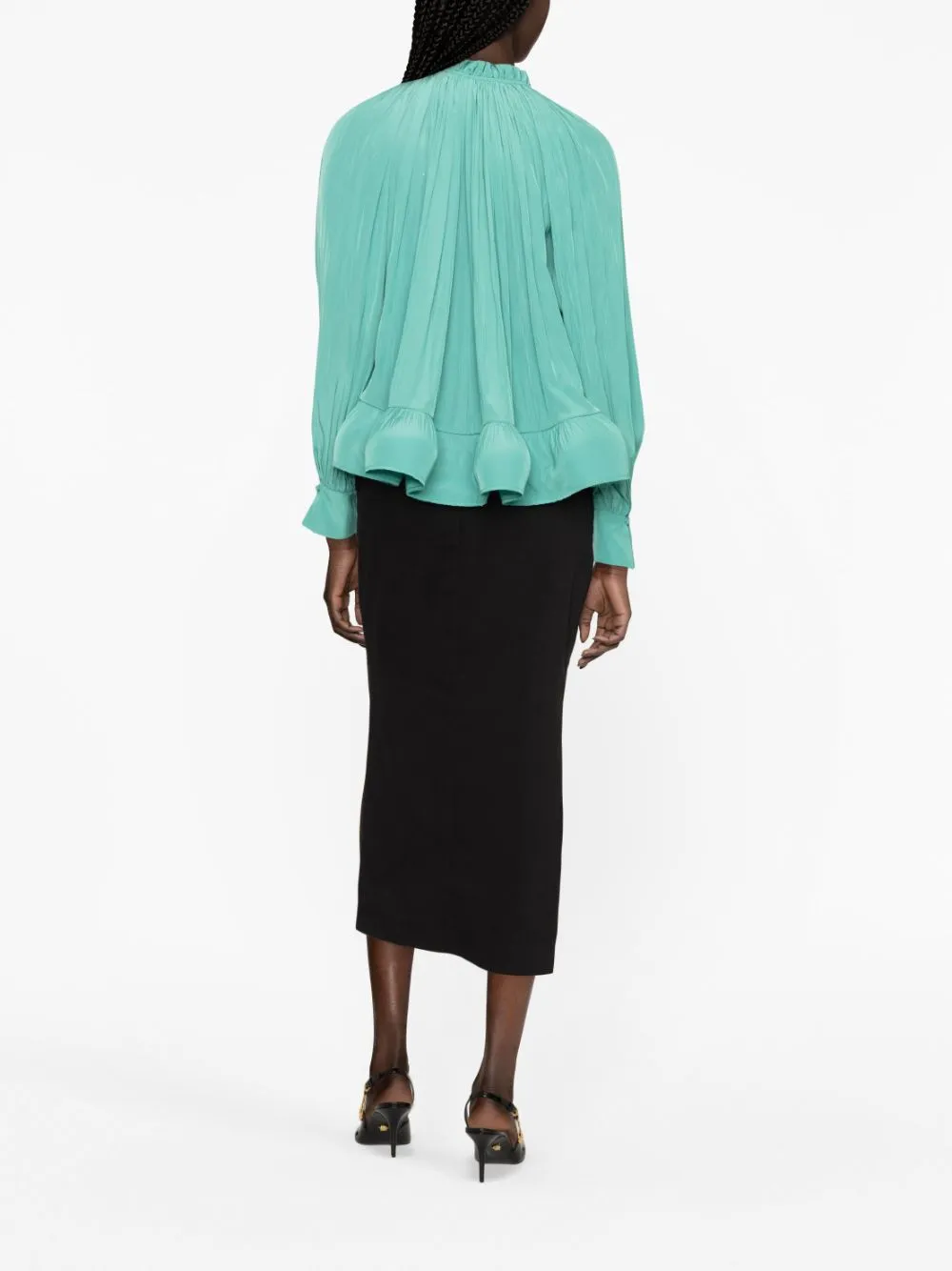 Blusa con ruches in verde smeraldo - donna