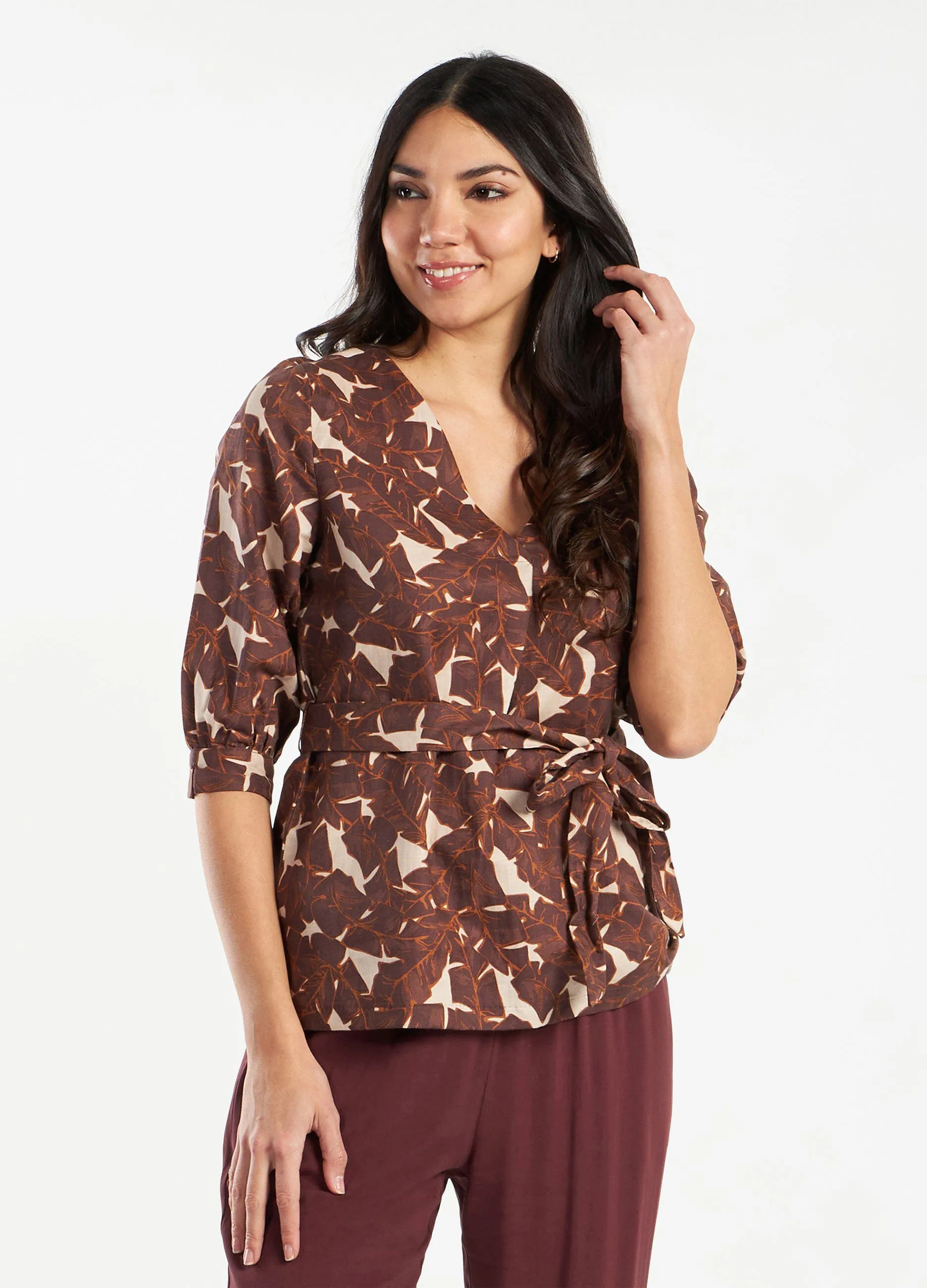 Blusa in misto lino donna