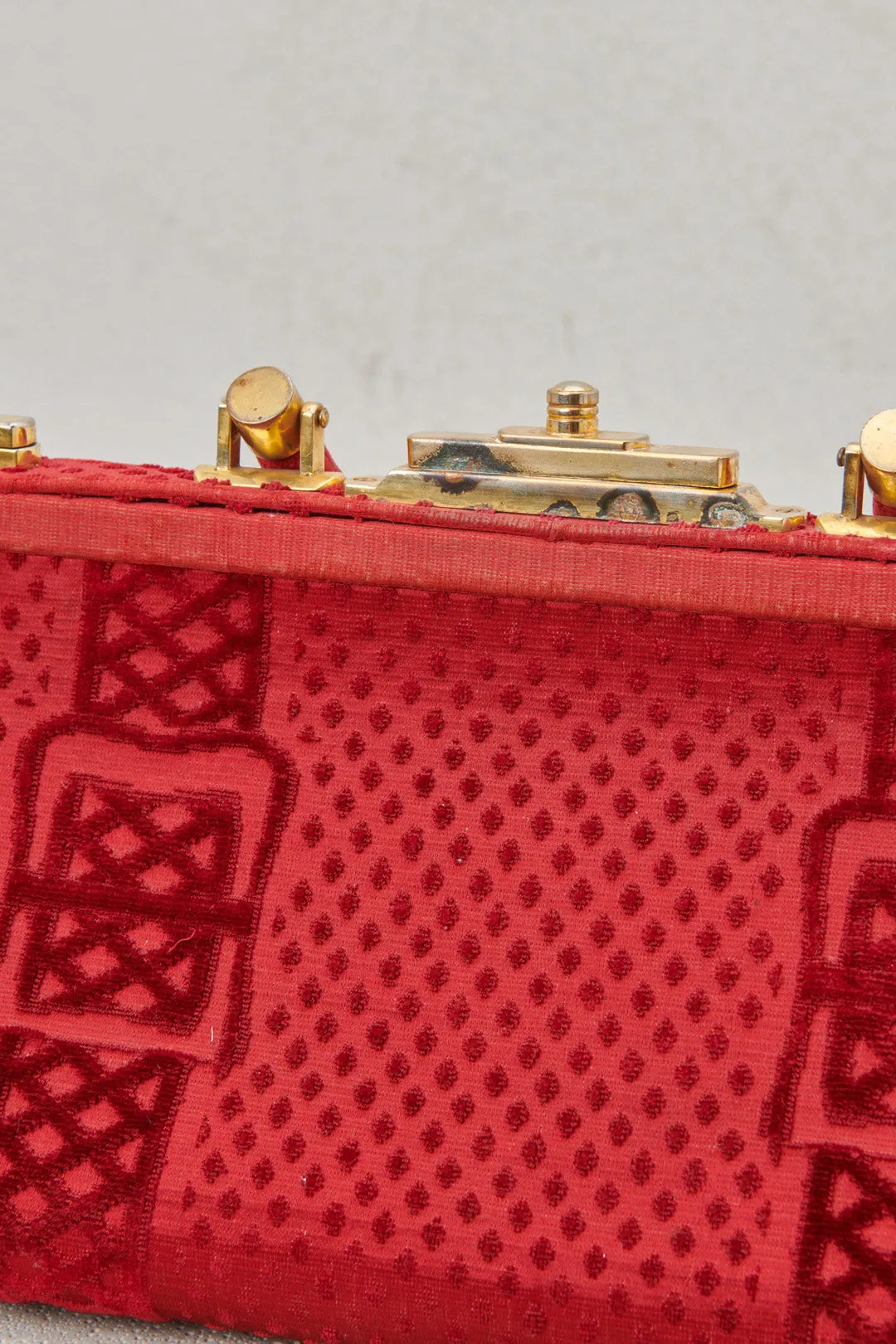 BORSA anni 50'/60' in VELLUTO ROSSO