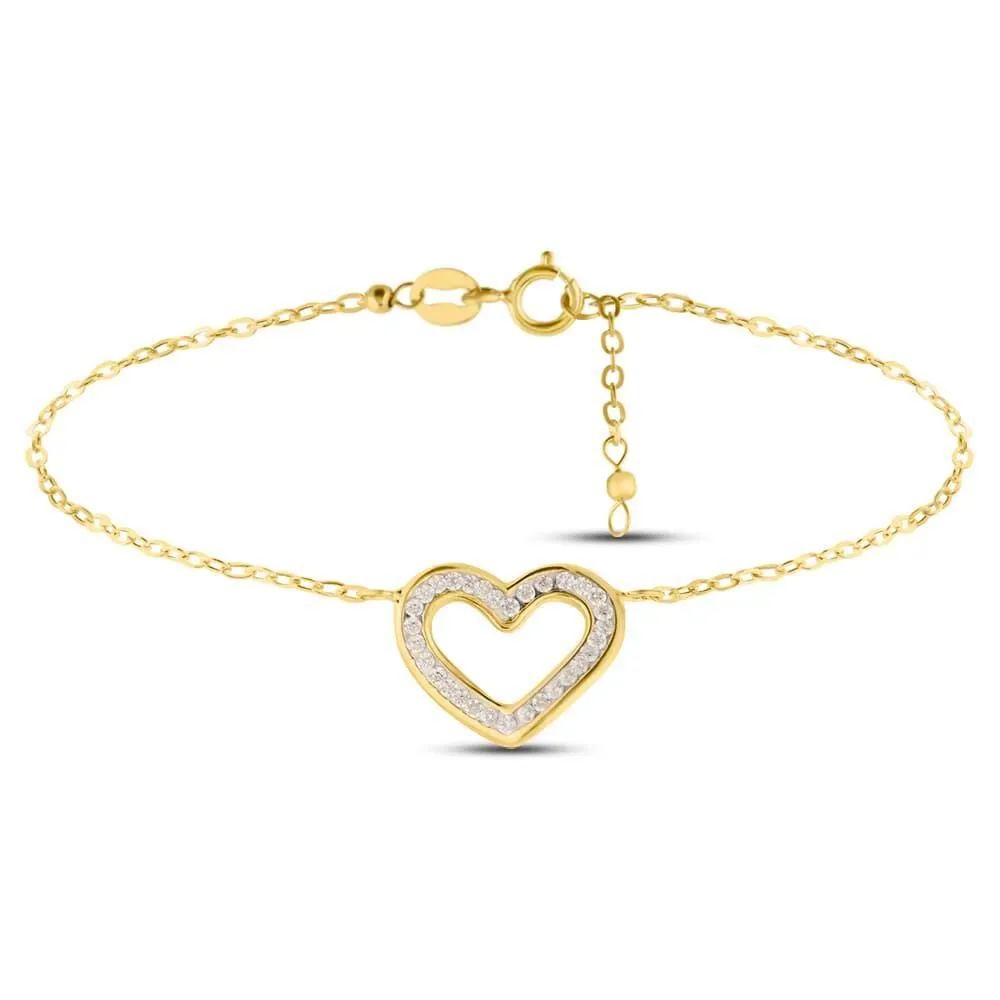 Bracciale Cuore Crystal Gold Oro Giallo 750/1000 Cristallo Bianco 16 + 2 cm 1664785