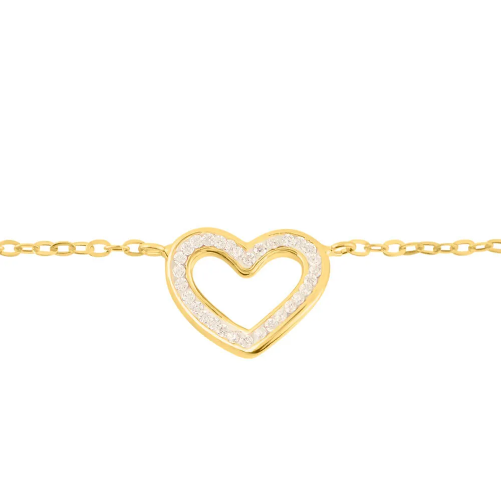 Bracciale Cuore Crystal Gold Oro Giallo 750/1000 Cristallo Bianco 16 + 2 cm 1664785