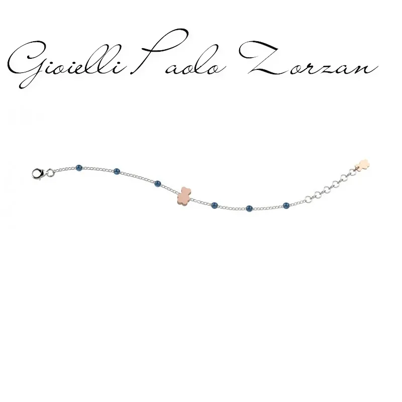 Bracciale Nanan  in argento e perline azzurre NAN0189