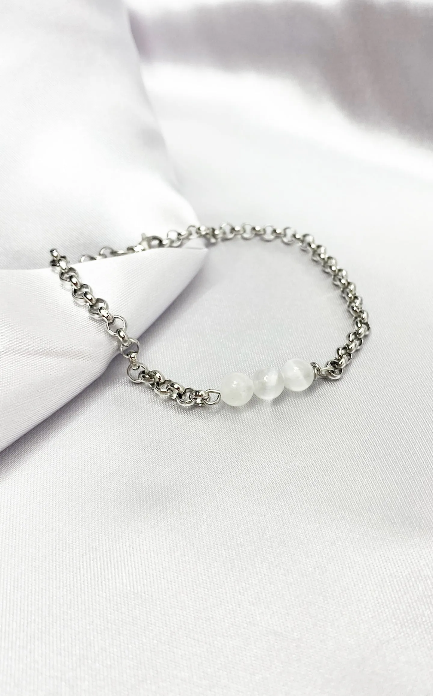 Braccialetto Infinity - Selenite e Acciaio inossidabile