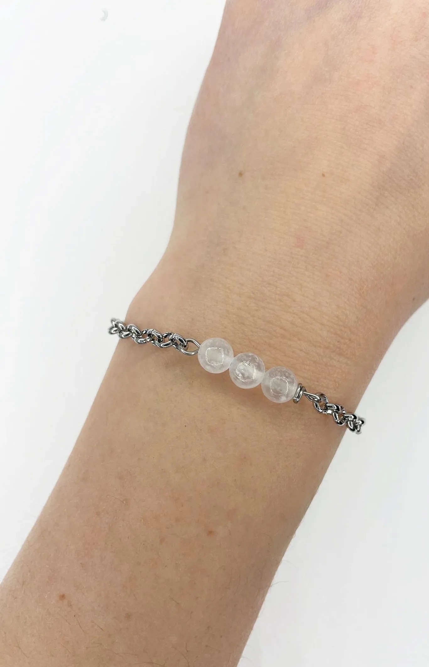 Braccialetto Infinity - Selenite e Acciaio inossidabile