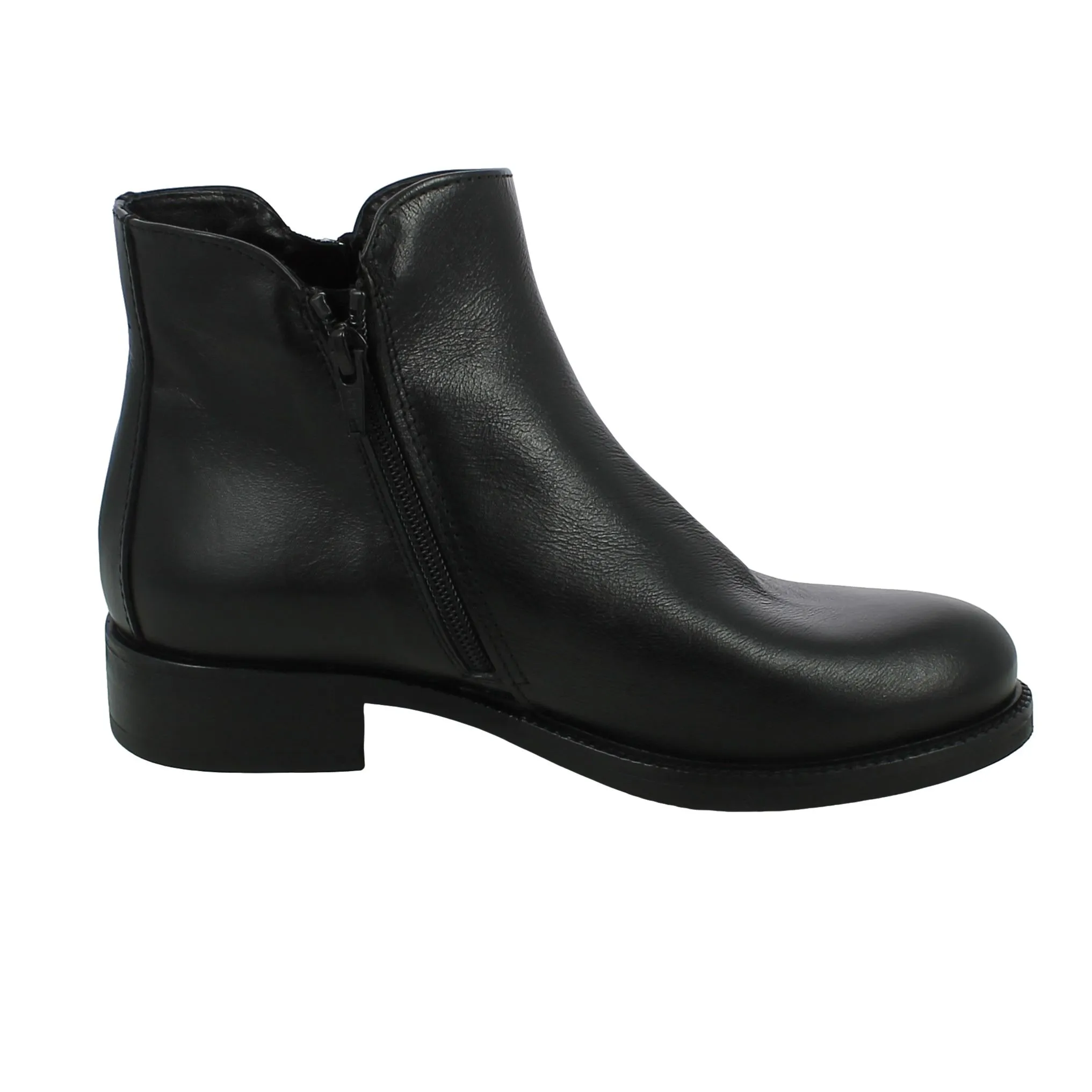 BRAND  Stivaletto Basso in Pelle Nera Da Donna con Zip 
