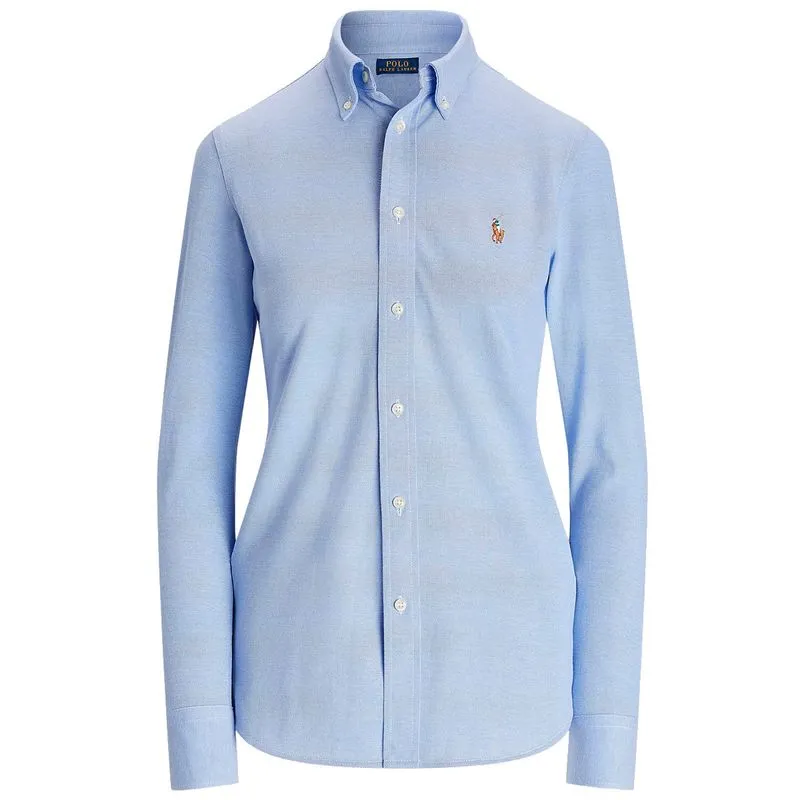 Camicia azzurra Oxford in maglia di cotone 