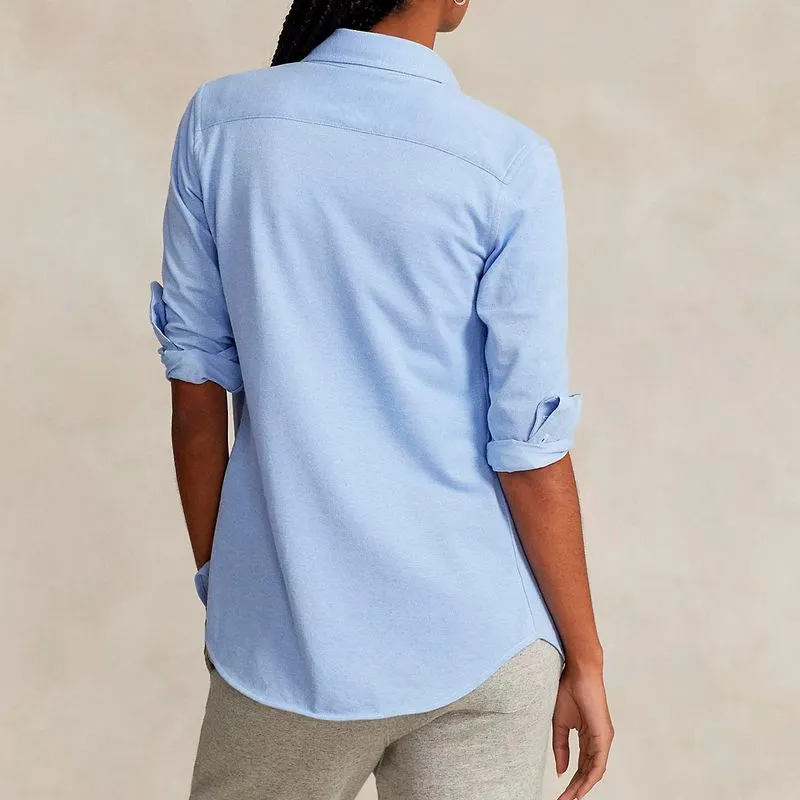 Camicia azzurra Oxford in maglia di cotone 