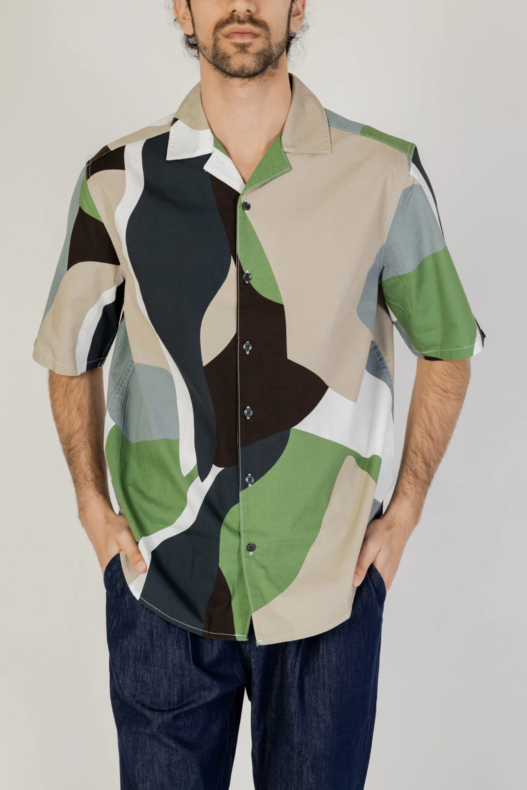Camicia manica corta Only & Sons Onstie Rlx Ss Aop Resort Verde