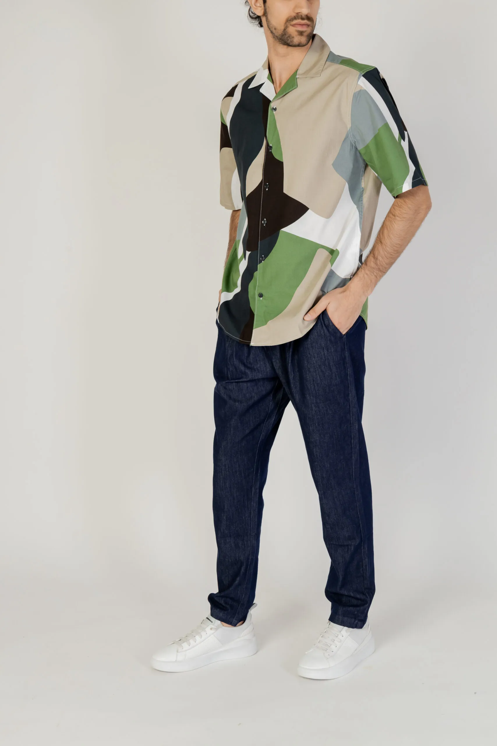 Camicia manica corta Only & Sons Onstie Rlx Ss Aop Resort Verde