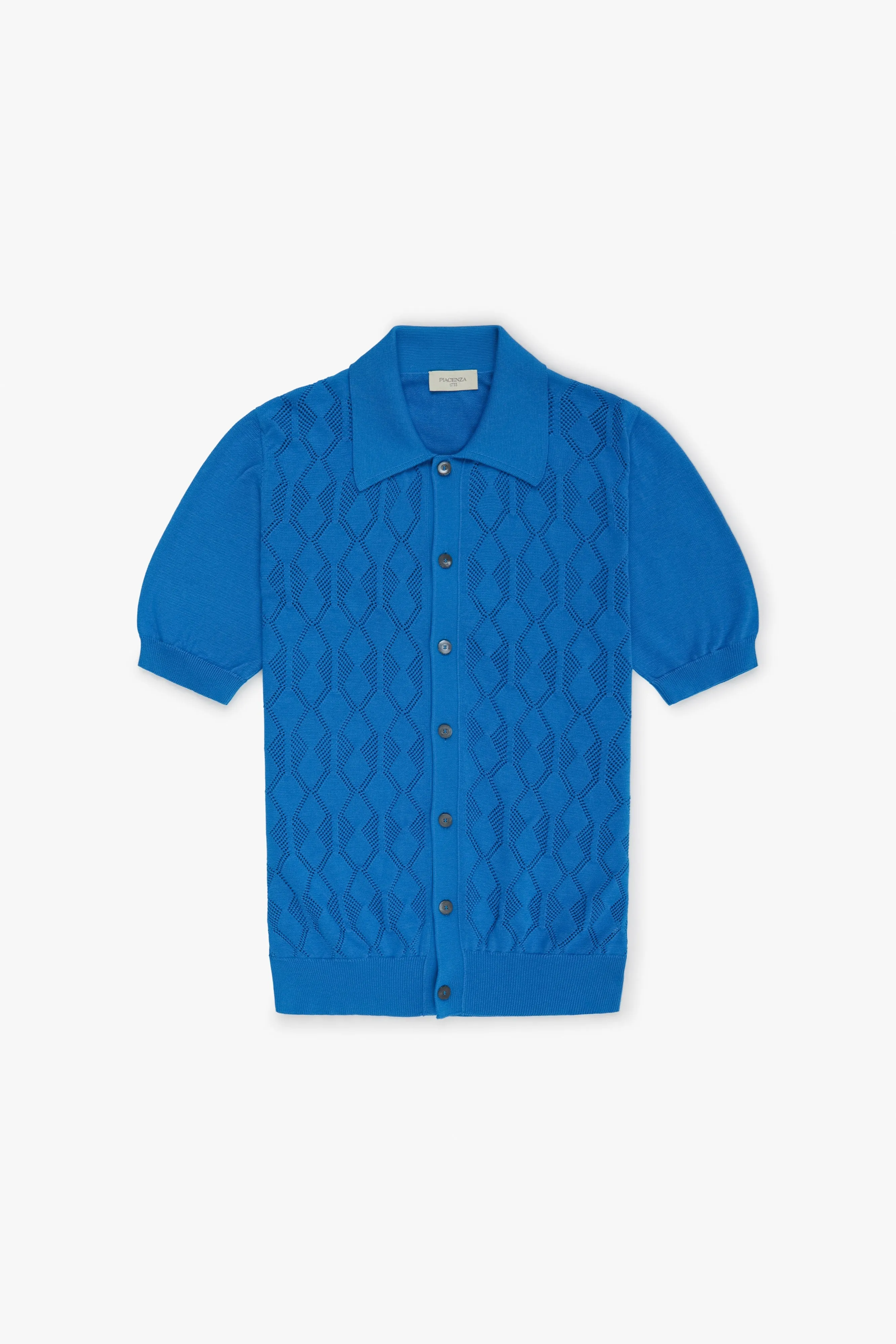 Camicia maniche corte crochet blu elettrico