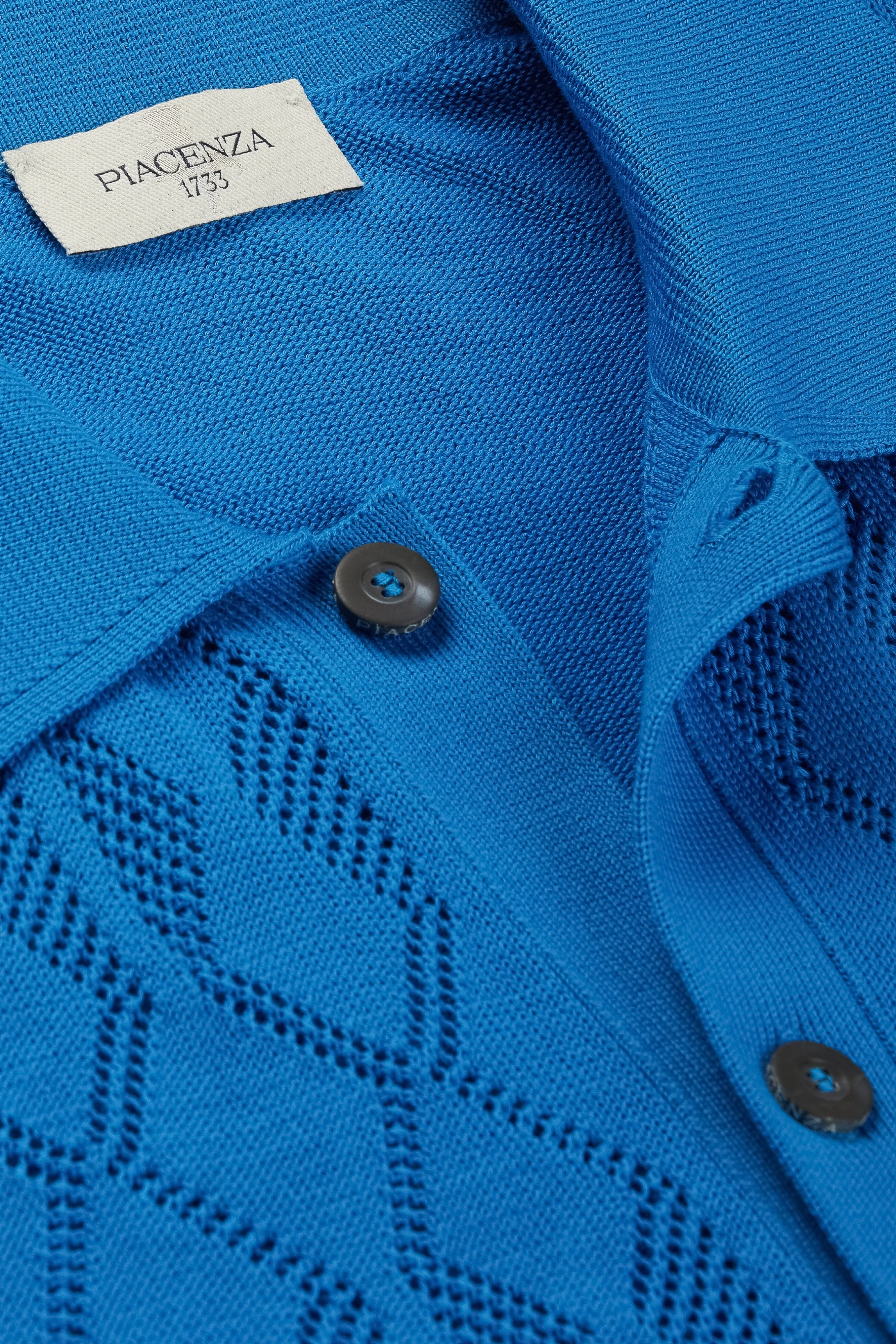 Camicia maniche corte crochet blu elettrico