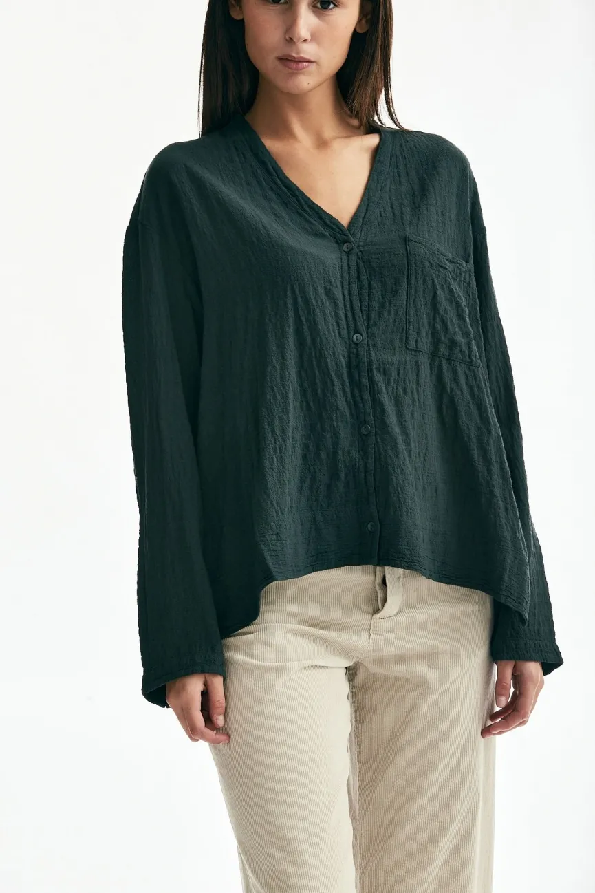 Camicia over scollo a V verdone 