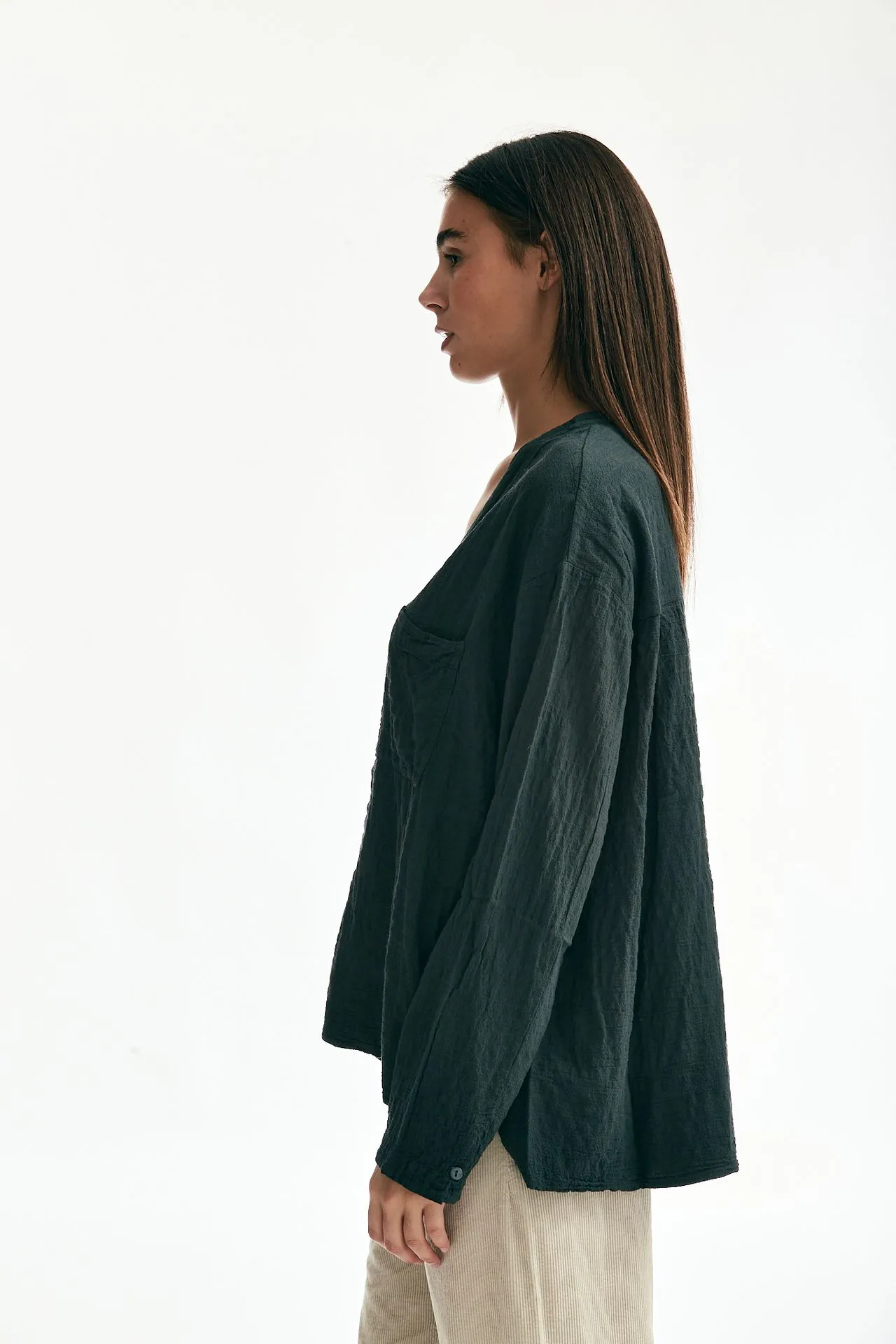 Camicia over scollo a V verdone 