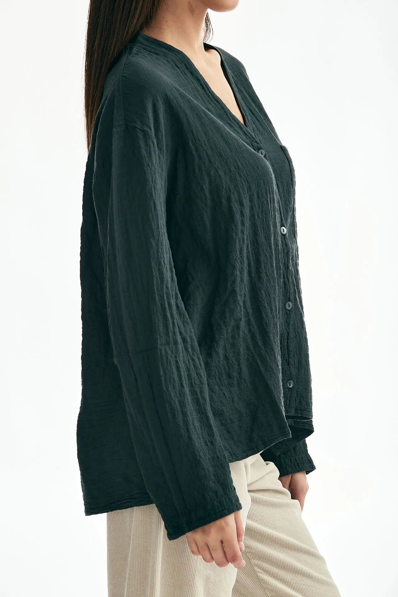 Camicia over scollo a V verdone 