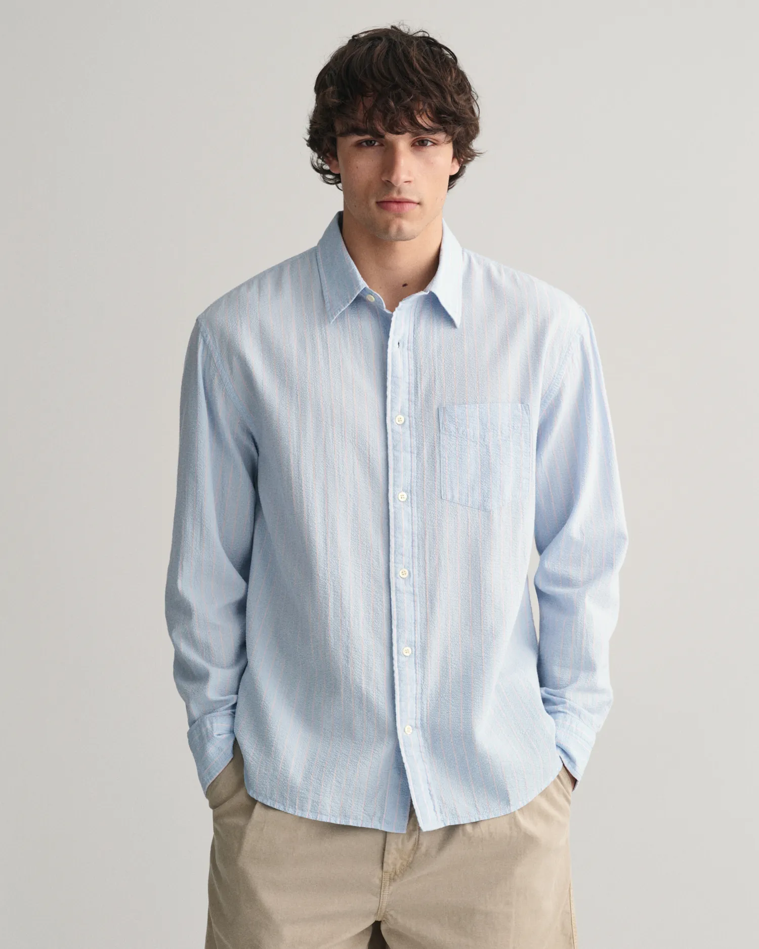 Camicia Seersucker gessata relaxed fit