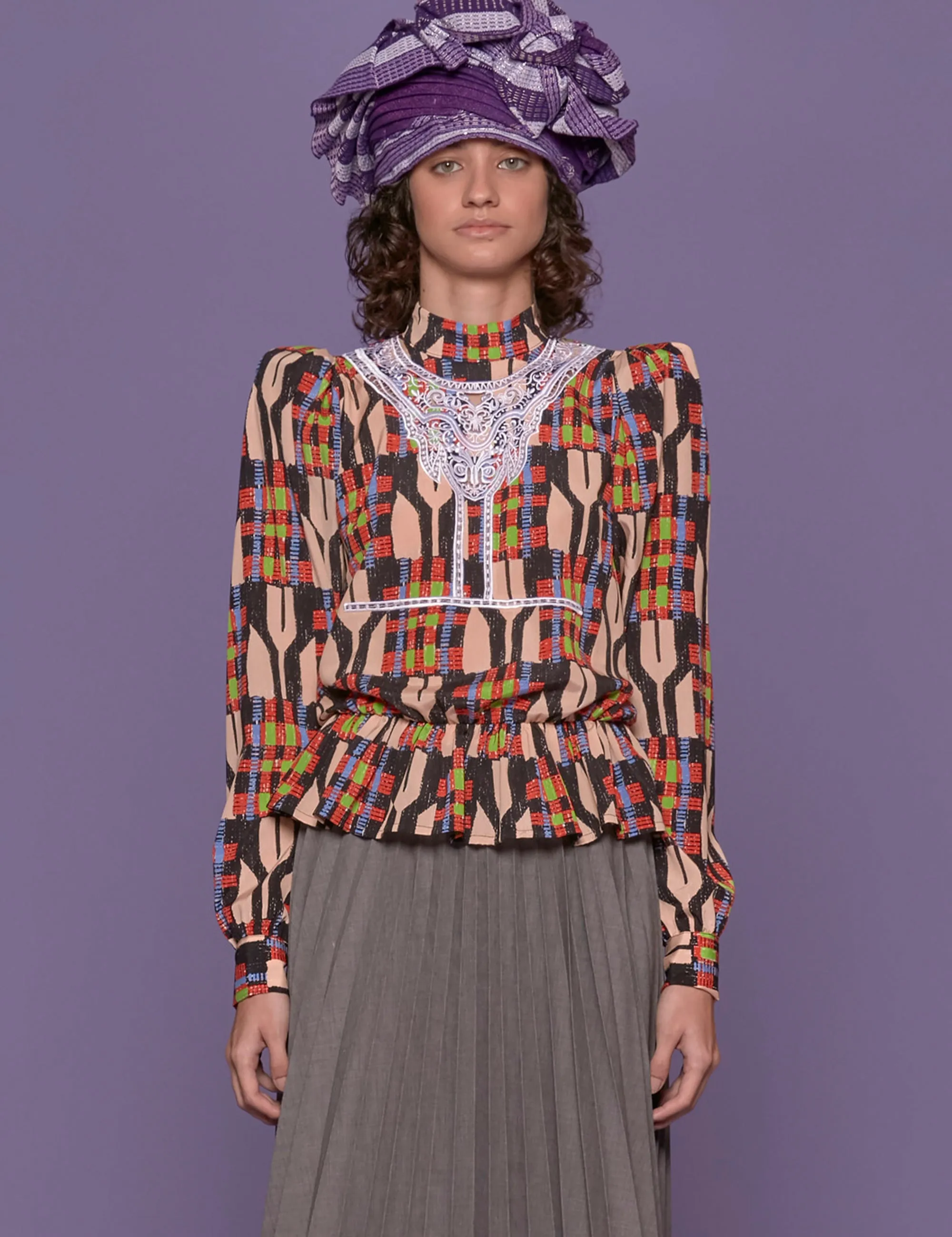 camicia vittoriana fantasia multicolor