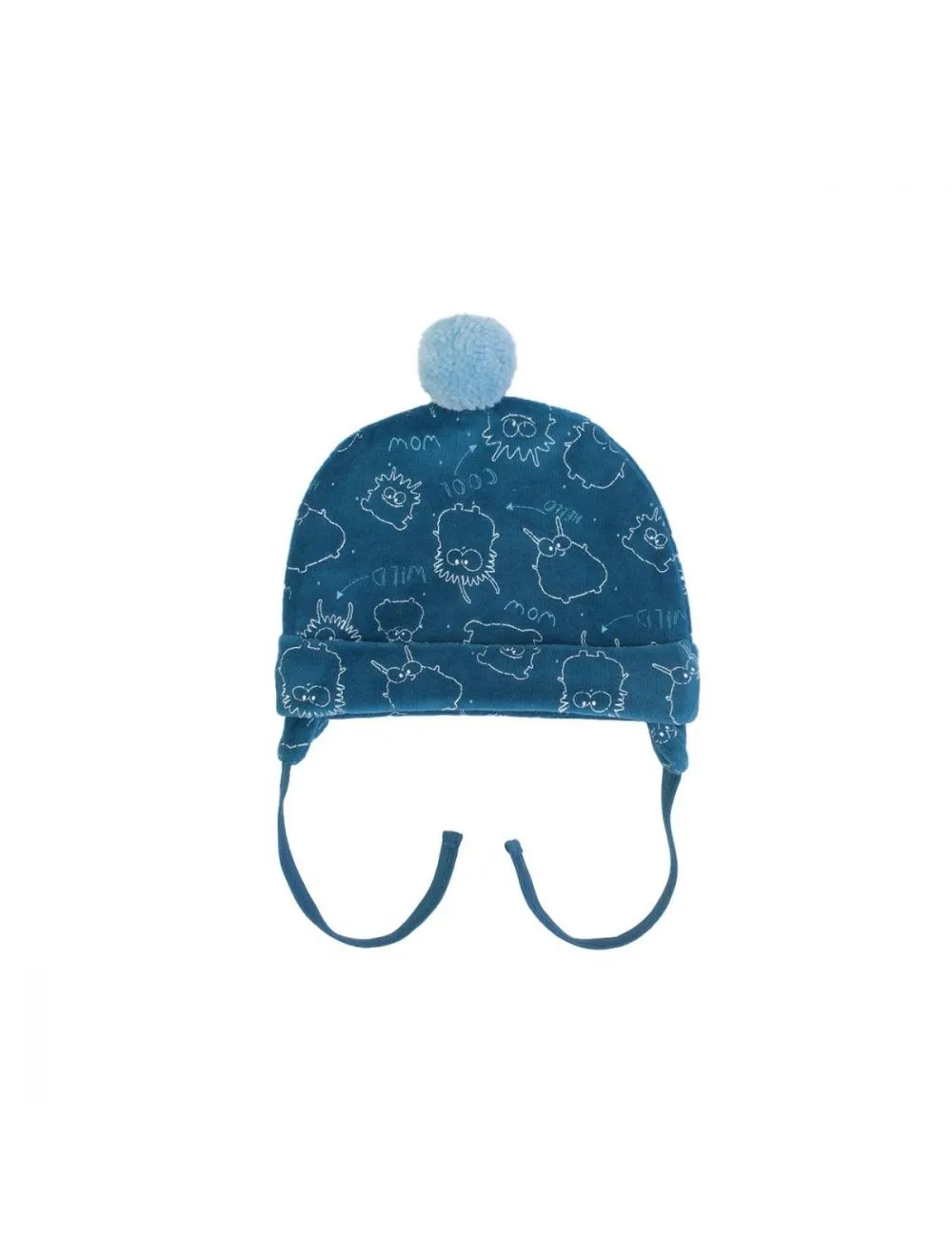  CAPPELLINO NEONATO CINIGLIA STAMPATA CON PON PON 