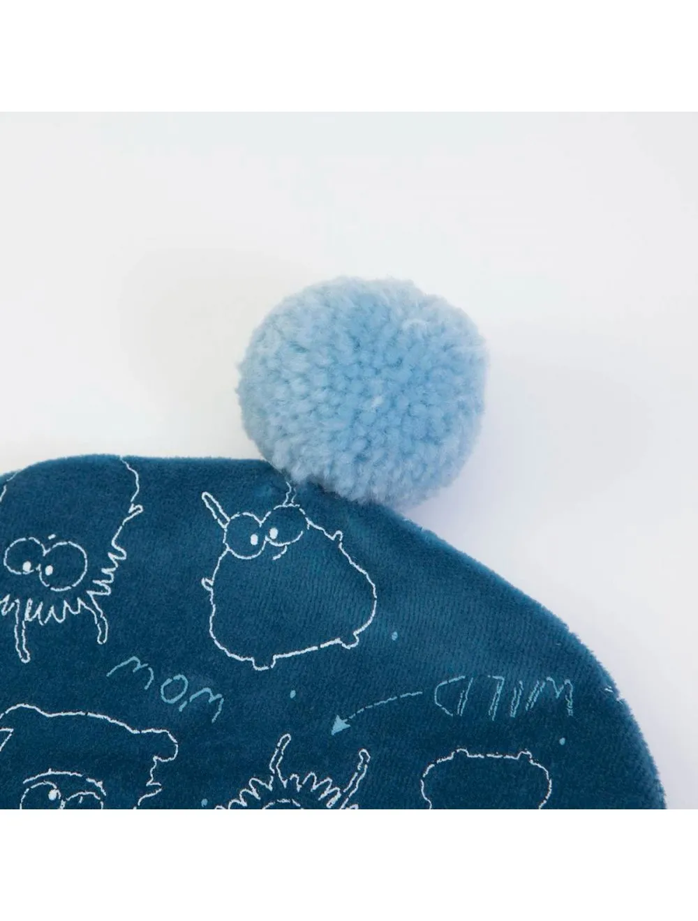  CAPPELLINO NEONATO CINIGLIA STAMPATA CON PON PON 