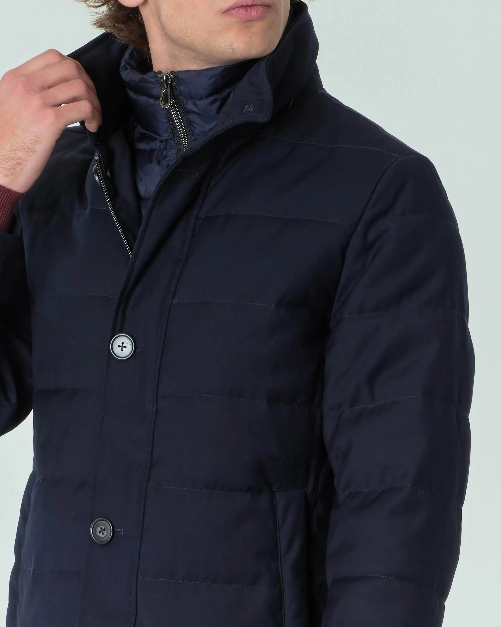 Cappotto blu con davantino staccabile