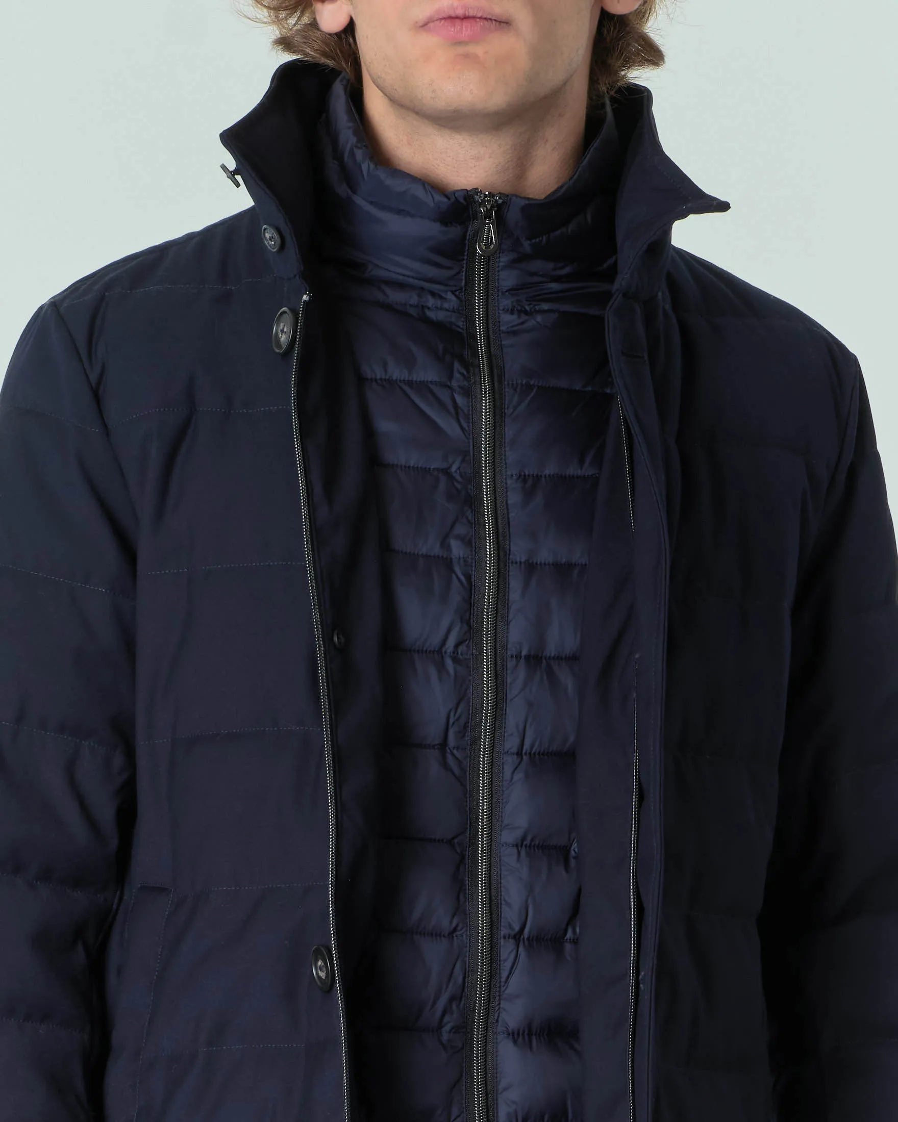 Cappotto blu con davantino staccabile