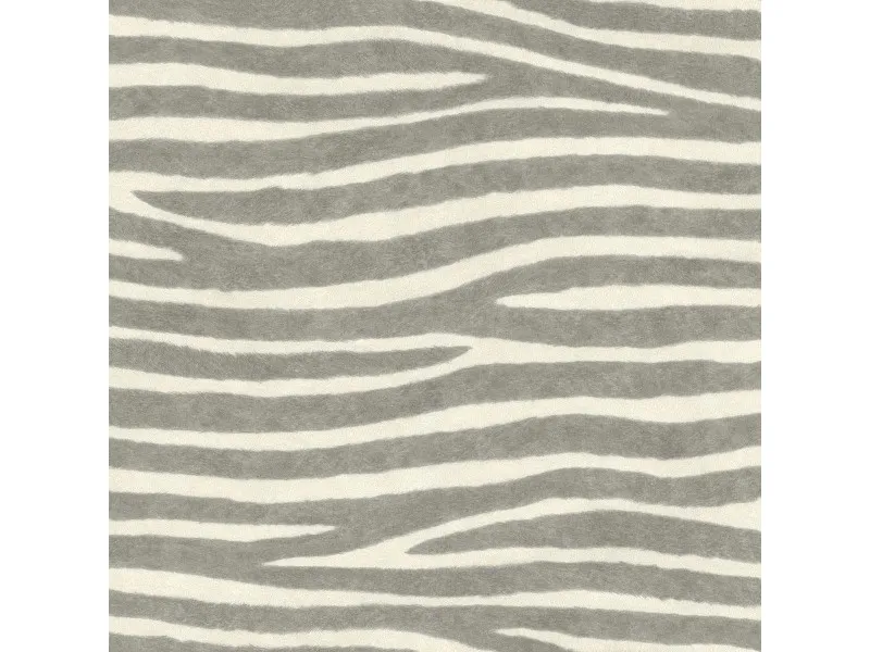 Carta da parati Safari Zebrato Grigio Bianco rotolo da 10,05 m x 53 cm
