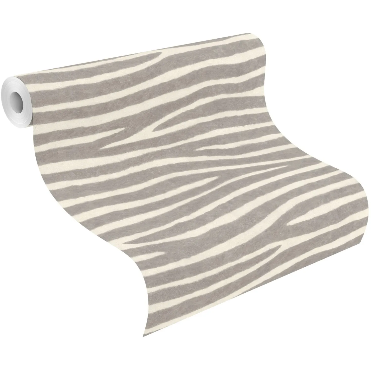 Carta da parati Safari Zebrato Grigio Bianco rotolo da 10,05 m x 53 cm