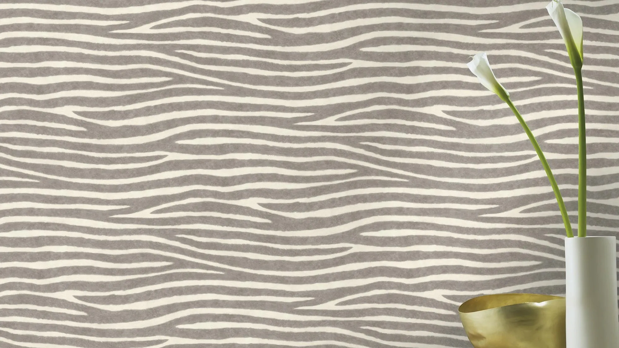 Carta da parati Safari Zebrato Grigio Bianco rotolo da 10,05 m x 53 cm