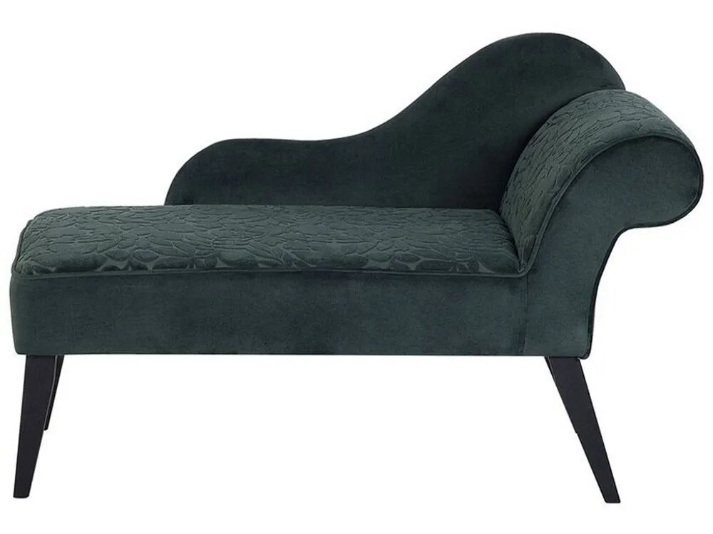 Chaise longue velluto verde fantasia lato destro BIARRITZ
