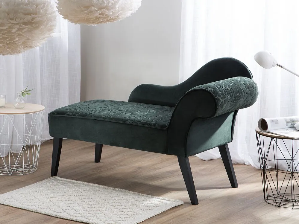 Chaise longue velluto verde fantasia lato destro BIARRITZ