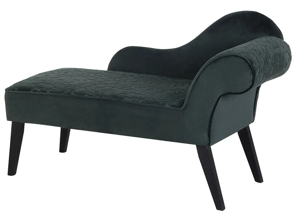 Chaise longue velluto verde fantasia lato destro BIARRITZ
