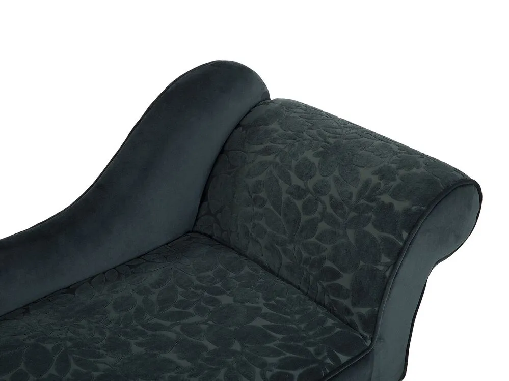 Chaise longue velluto verde fantasia lato destro BIARRITZ