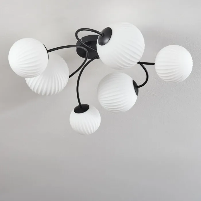 Chehalis Plafoniera - Vetro Nero, 6-Luci