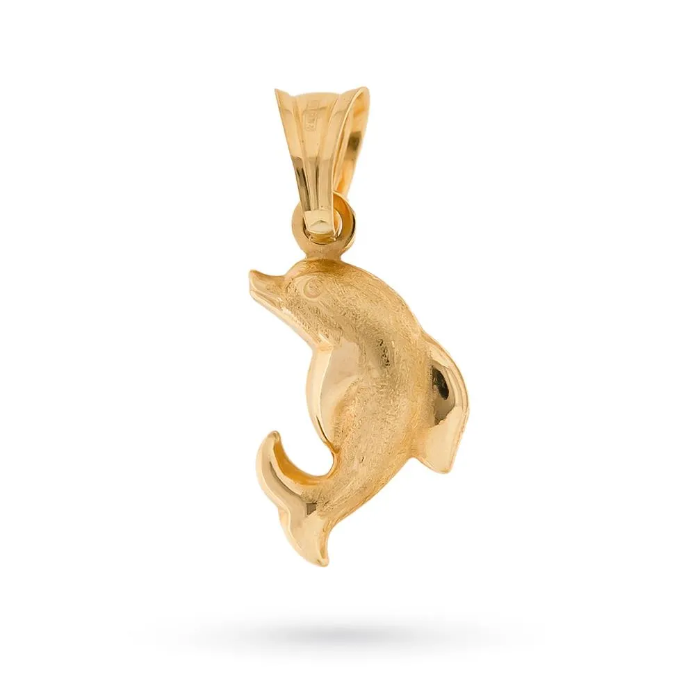 Ciondolo delfino oro giallo 18kt lucido satinato