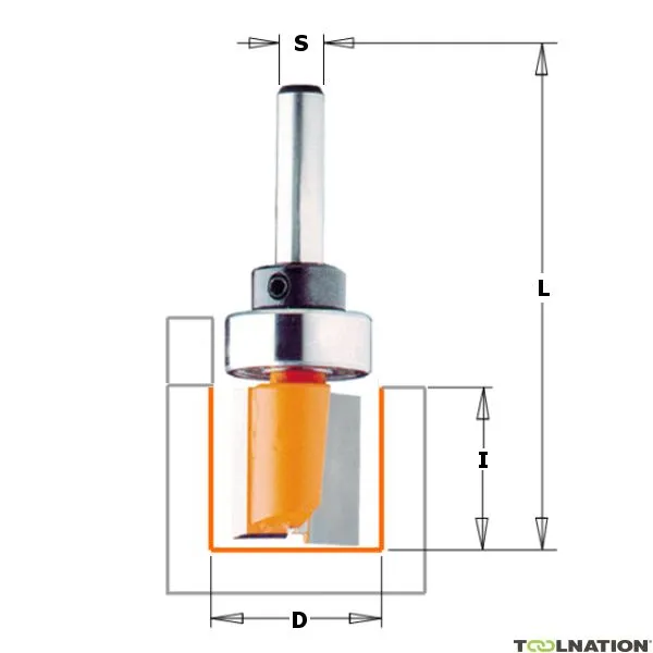 CMT 912.16011B 16 mm Fresa per scanalature con cuscinetto gambo lungo 8 mm