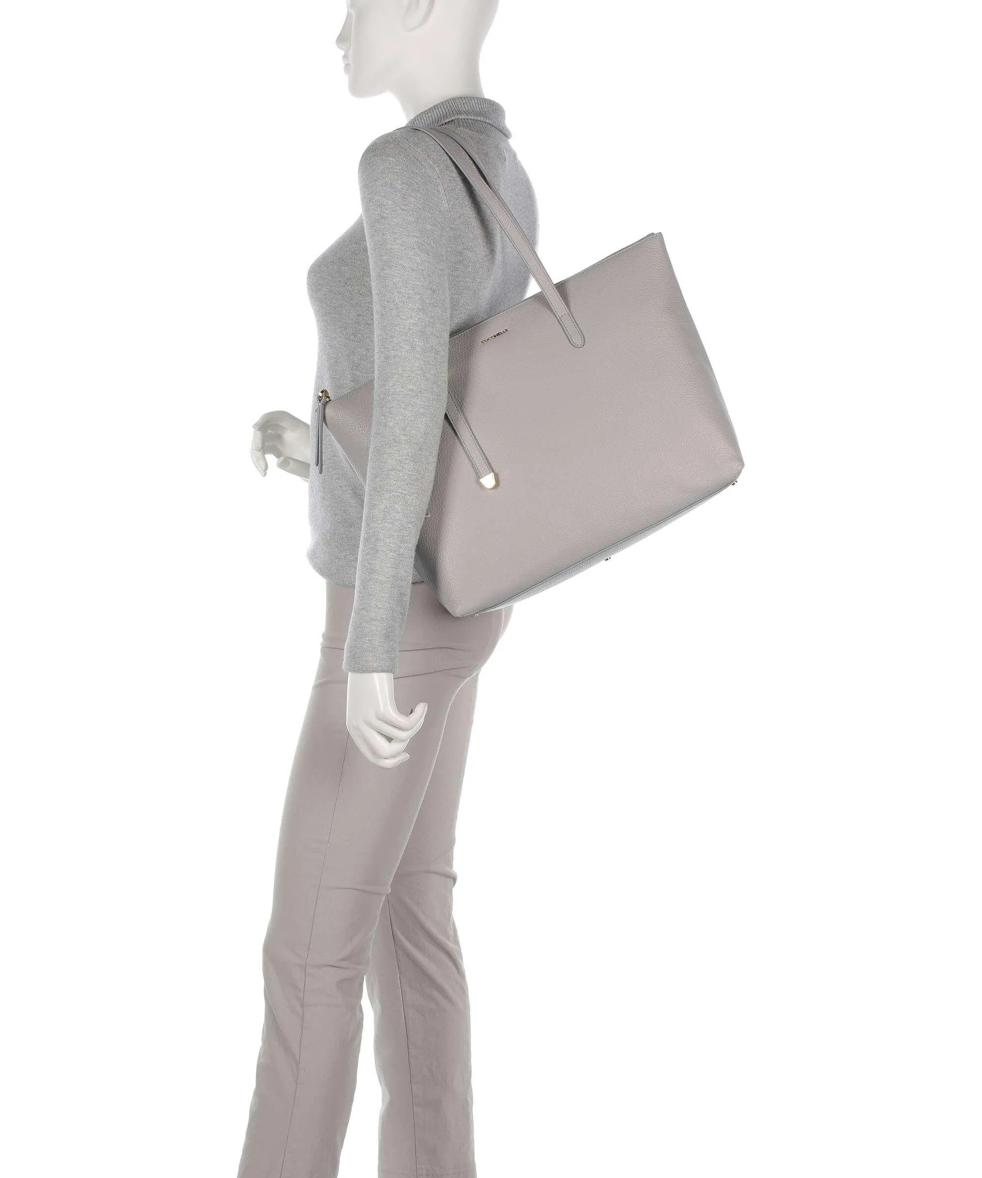  Coccinelle Gleen Borsa shopper pelle granulata grigio chiaro  