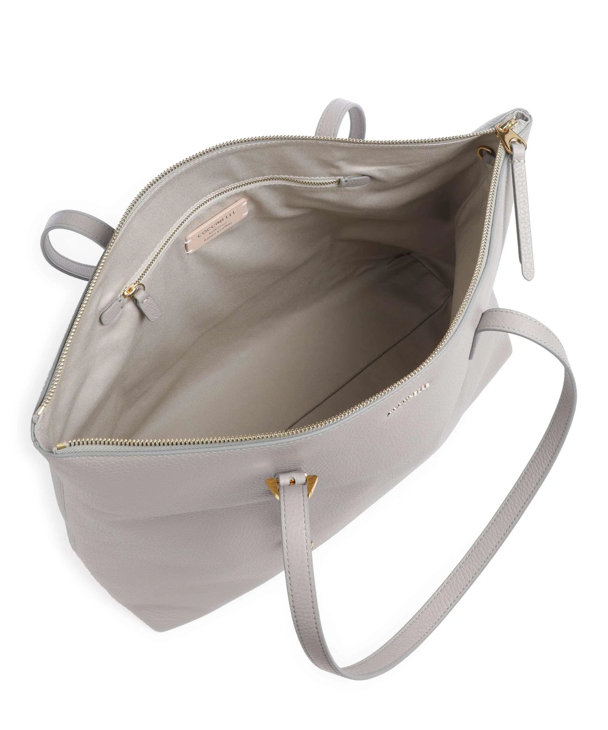  Coccinelle Gleen Borsa shopper pelle granulata grigio chiaro  